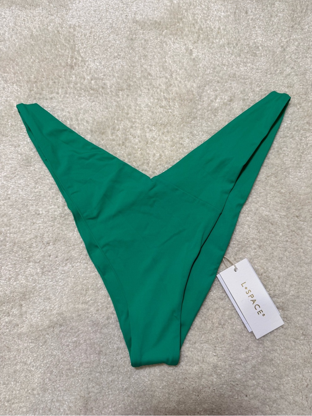 L*Space Low Tide Bottom Bitsy Cut Jade Green V-Front Bikini Swim Size XL X-Large